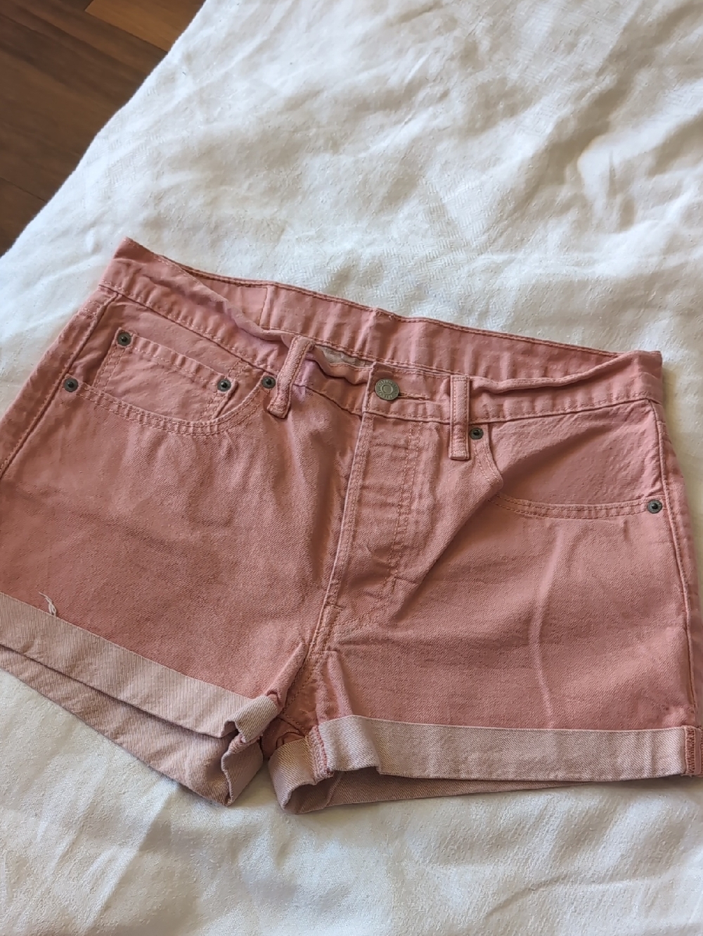 Levi's Pink Rolled-Hem Denim Shorts